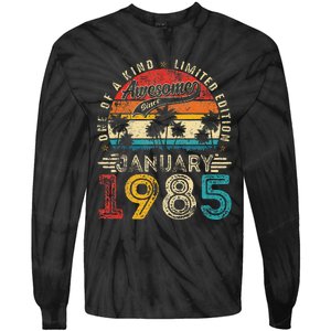 Awesome Since January 1985 40th Birthday 40 Years Old Gift Tie-Dye Long Sleeve Shirt