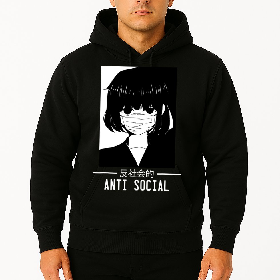 Anti Social Japanese Text Aesthetic Vaporwave Anime Gifts Hoodie