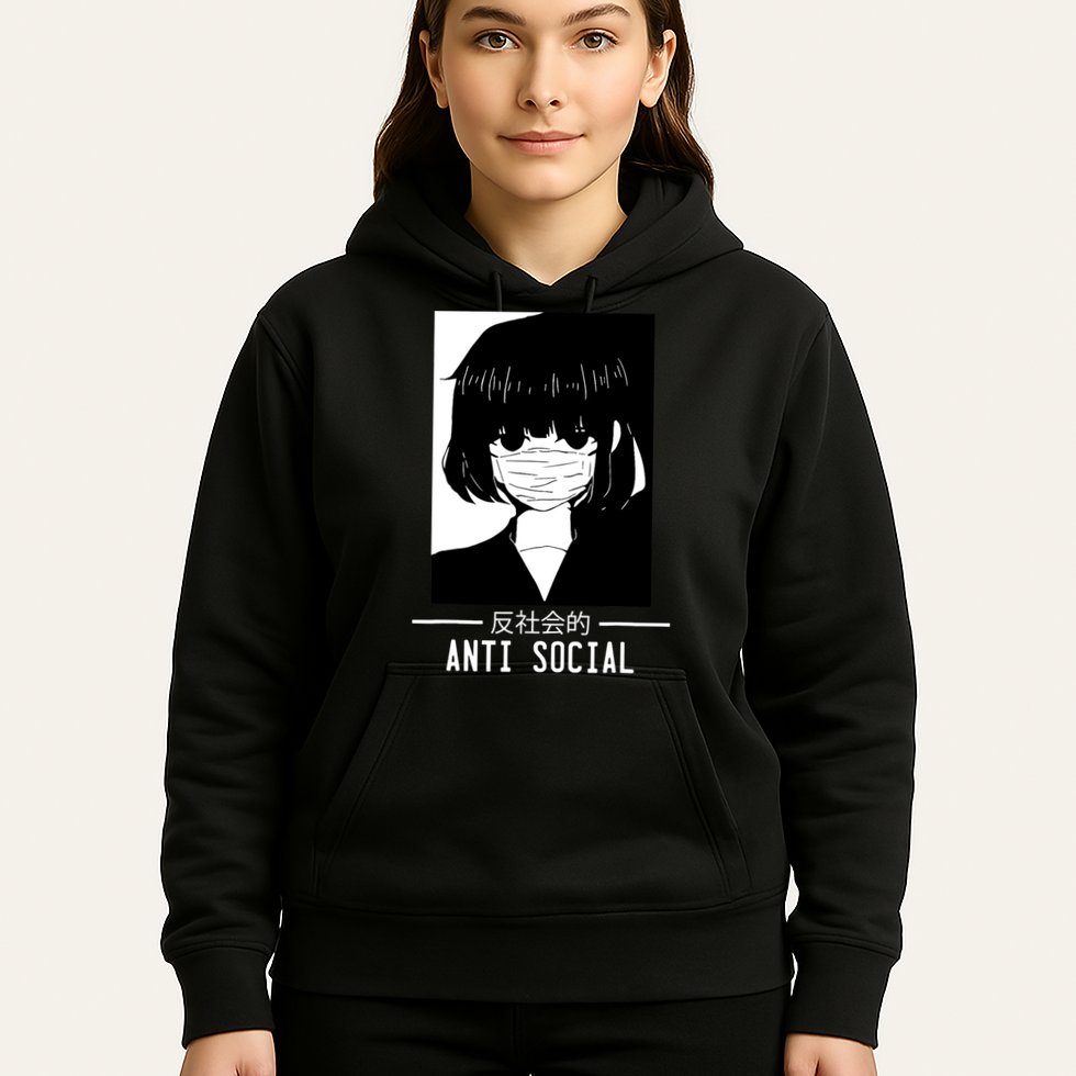 Anti Social Japanese Text Aesthetic Vaporwave Anime Gifts Hoodie