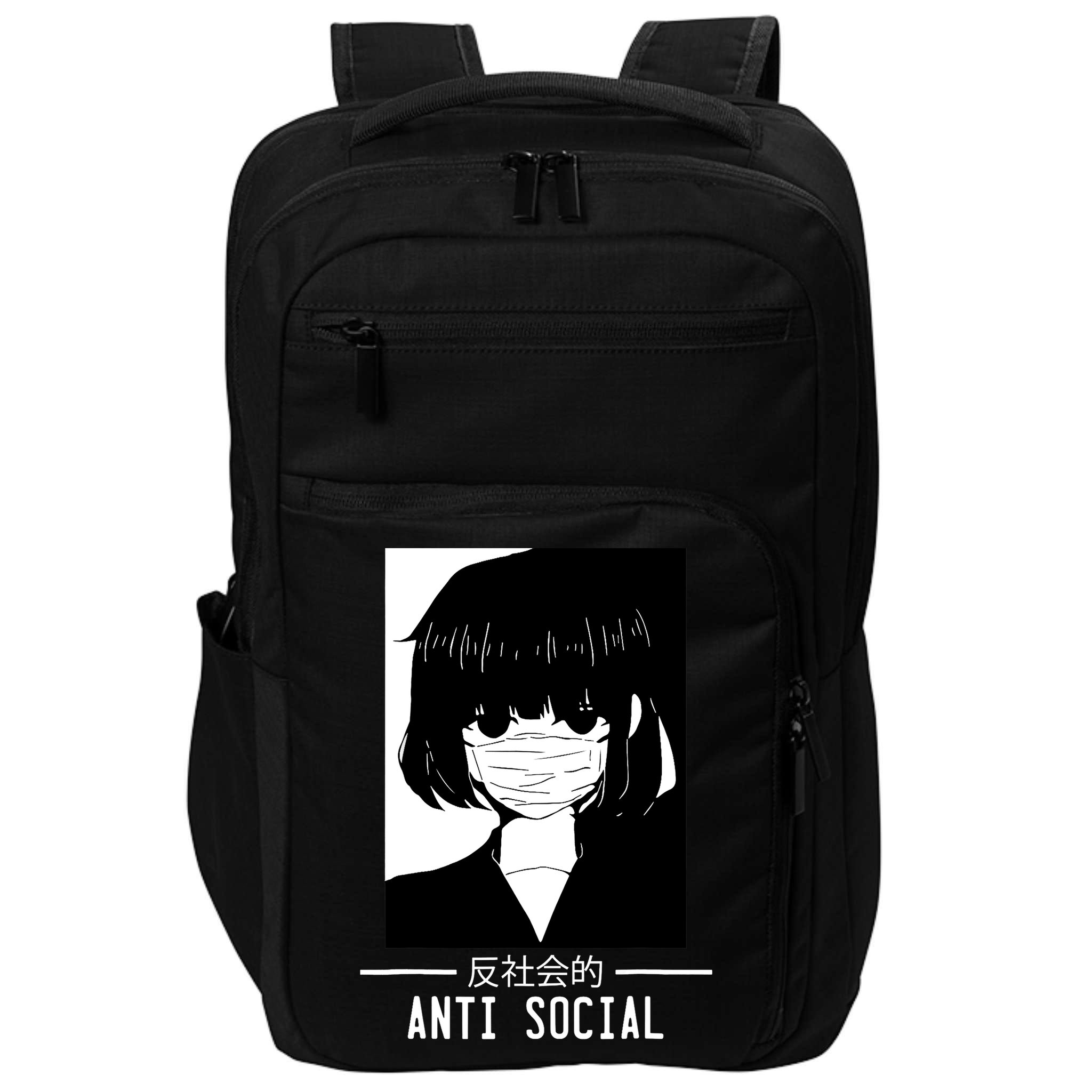 Anti Social Japanese Text Aesthetic Vaporwave Anime Gifts Impact Tech Backpack
