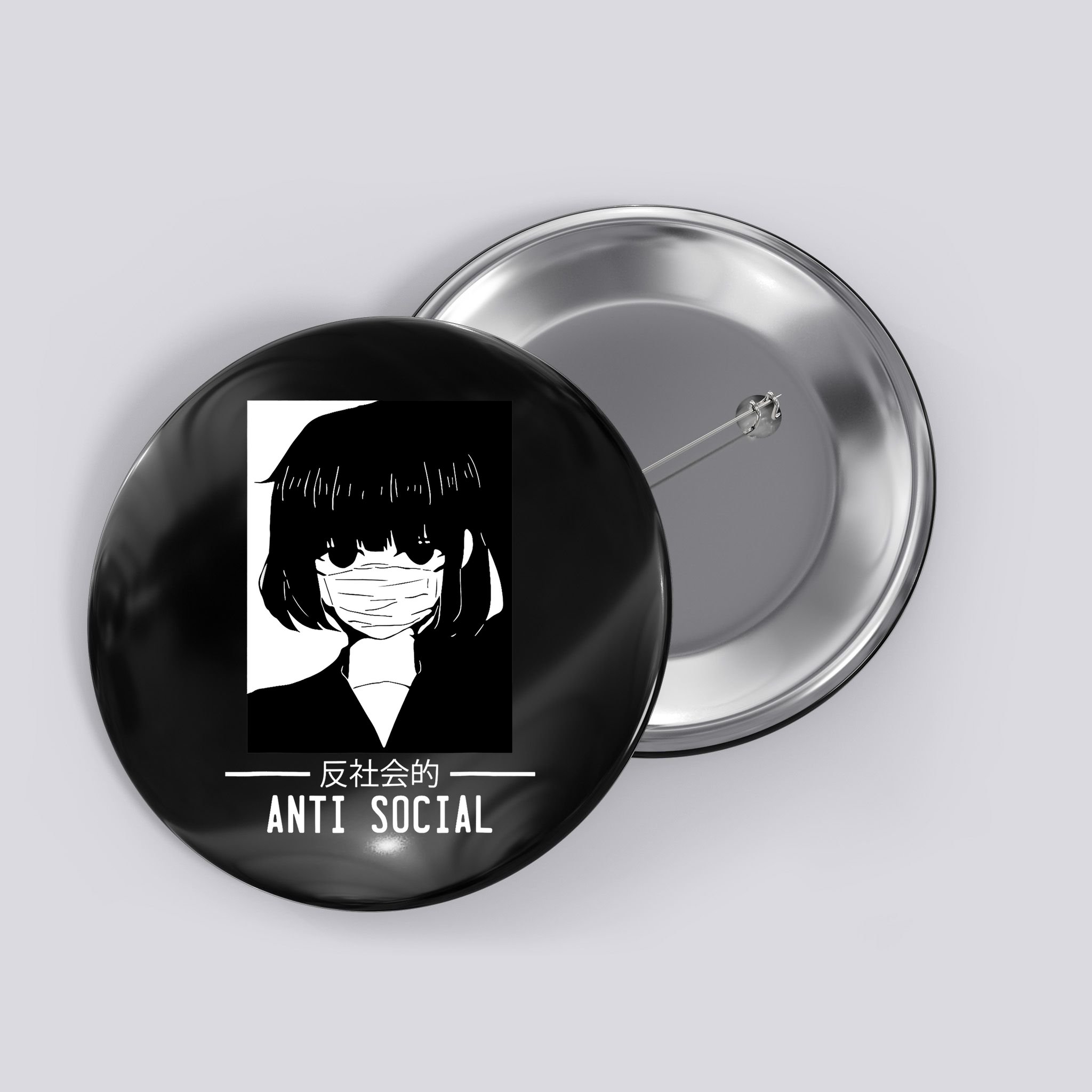 Anti Social Japanese Text Aesthetic Vaporwave Anime Gifts Button