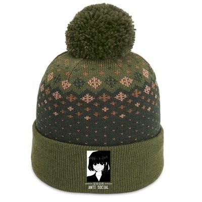 Anti Social Japanese Text Aesthetic Vaporwave Anime Gifts The Baniff Cuffed Pom Beanie