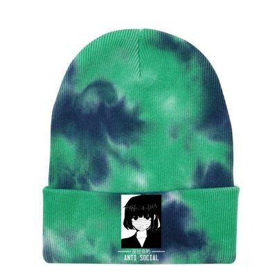 Anti Social Japanese Text Aesthetic Vaporwave Anime Gifts Tie Dye 12in Knit Beanie