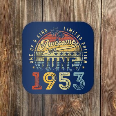 Awesome Since June 1953 Vintage 70th Birthday Party Retro Coaster