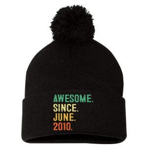 Awesome Since June 2010 13th Birthday Gift 13 Years Old Pom Pom 12in Knit Beanie