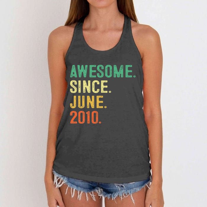 Awesome Since June 2010 13th Birthday Gift 13 Years Old Women's Knotted Racerback Tank