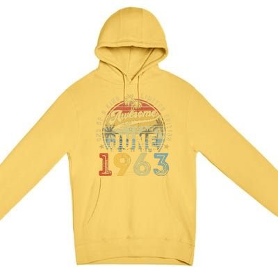 Awesome Since June 1963 Vintage 60th Birthday Party Retro Premium Pullover Hoodie