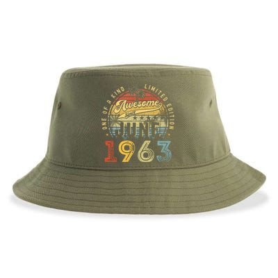 Awesome Since June 1963 Vintage 60th Birthday Party Retro Sustainable Bucket Hat