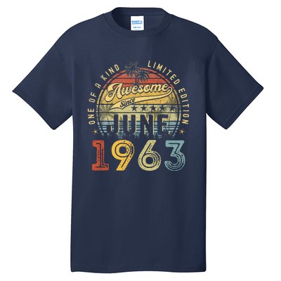 Awesome Since June 1963 Vintage 60th Birthday Party Retro Tall T-Shirt