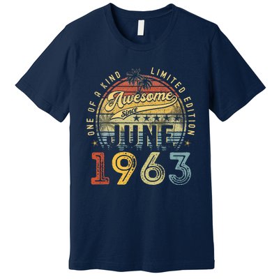 Awesome Since June 1963 Vintage 60th Birthday Party Retro Premium T-Shirt