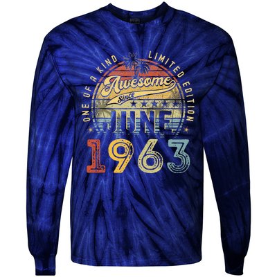 Awesome Since June 1963 Vintage 60th Birthday Party Retro Tie-Dye Long Sleeve Shirt