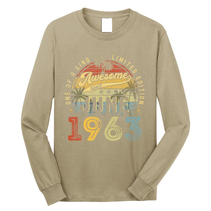 Awesome Since June 1963 Vintage 60th Birthday Party Retro Long Sleeve Shirt