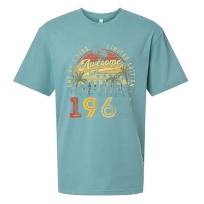 Awesome Since June 1963 Vintage 60th Birthday Party Retro Sueded Cloud Jersey T-Shirt