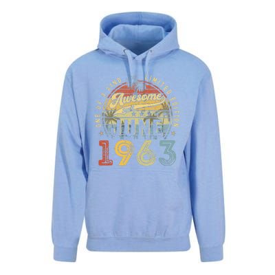 Awesome Since June 1963 Vintage 60th Birthday Party Retro Unisex Surf Hoodie