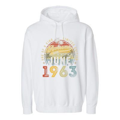 Awesome Since June 1963 Vintage 60th Birthday Party Retro Garment-Dyed Fleece Hoodie