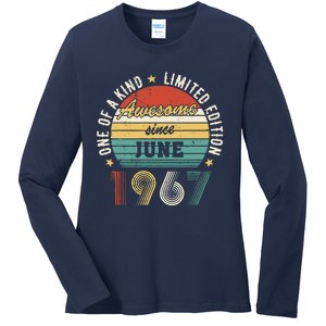 Awesome Since June 1967 – Happy Birthday Ladies Long Sleeve Shirt