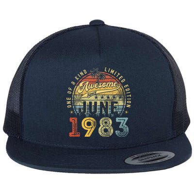 Awesome Since June 1983 Vintage 40th Birthday Party Retro Flat Bill Trucker Hat