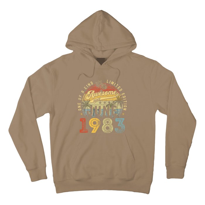 Awesome Since June 1983 Vintage 40th Birthday Party Retro Hoodie