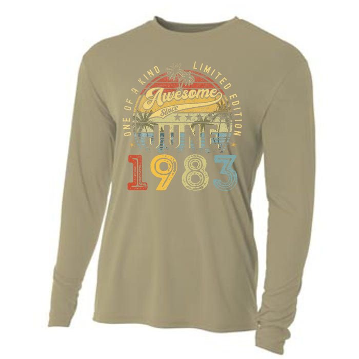 Awesome Since June 1983 Vintage 40th Birthday Party Retro Cooling Performance Long Sleeve Crew