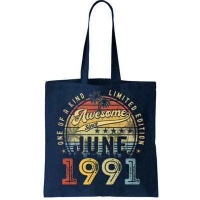 Awesome Since June 1991 Vintage 32nd Birthday Party Retro Tote Bag