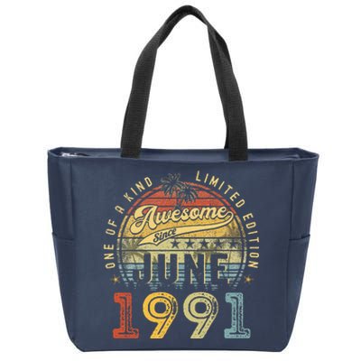 Awesome Since June 1991 Vintage 32nd Birthday Party Retro Zip Tote Bag