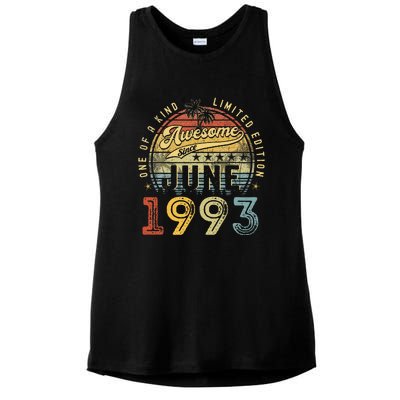 Awesome Since June 1993 Vintage 30th Birthday Party Retro Ladies PosiCharge Tri-Blend Wicking Tank