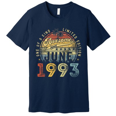 Awesome Since June 1993 Vintage 30th Birthday Party Retro Premium T-Shirt