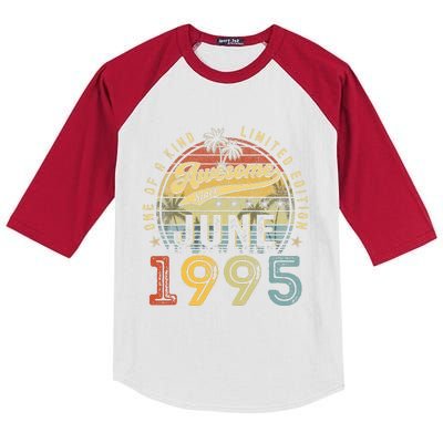 Awesome Since June 1995 Vintage 28th Birthday Party Retro Kids Colorblock Raglan Jersey