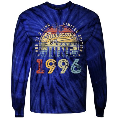 Awesome Since June 1996 Vintage 27th Birthday Party Retro Tie-Dye Long Sleeve Shirt