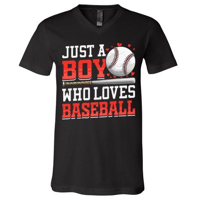 American Sport Just A Boy Who Loves Baseball Gifts For V-Neck T-Shirt