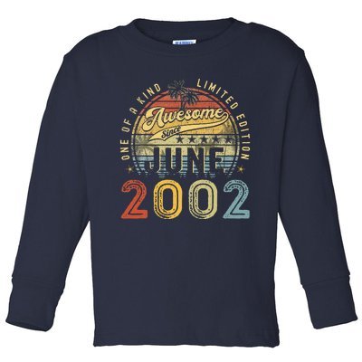 Awesome Since June 2002 Vintage 21st Birthday Party Retro Toddler Long Sleeve Shirt