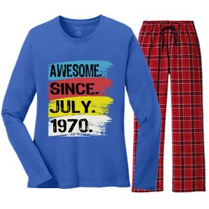 Awesome Since July 1970 Leo Cancer 18th Birthday Meaningful Gift Women's Long Sleeve Flannel Pajama Set 