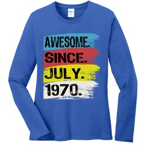 Awesome Since July 1970 Leo Cancer 18th Birthday Meaningful Gift Ladies Long Sleeve Shirt