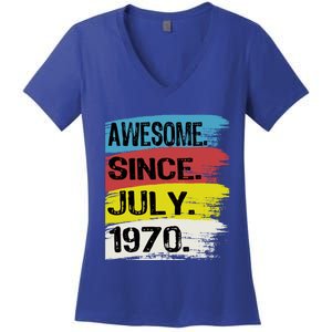 Awesome Since July 1970 Leo Cancer 18th Birthday Meaningful Gift Women's V-Neck T-Shirt