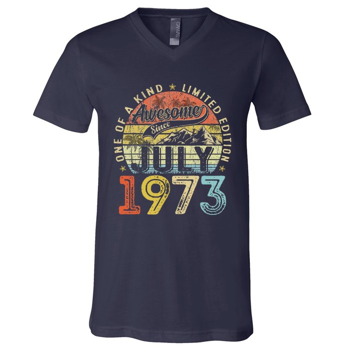 Awesome Since July 1973 Vintage Gifts 50th Birthday Tees V-Neck T-Shirt