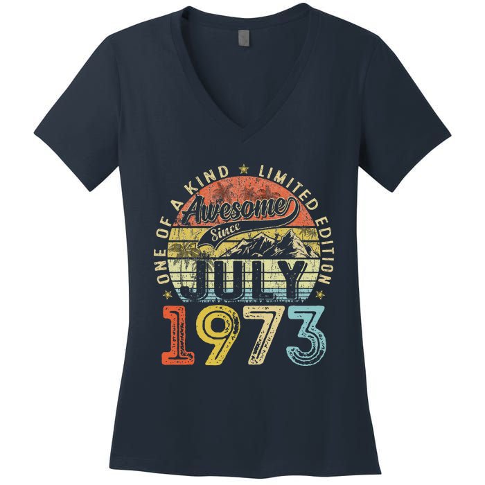 Awesome Since July 1973 Vintage Gifts 50th Birthday Tees Women's V-Neck T-Shirt