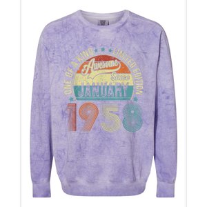 Awesome Since January 1958 Gifts 65 Year Old 65th Birthday Colorblast Crewneck Sweatshirt