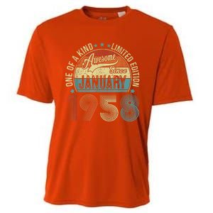 Awesome Since January 1958 Gifts 65 Year Old 65th Birthday Cooling Performance Crew T-Shirt