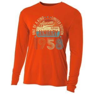 Awesome Since January 1958 Gifts 65 Year Old 65th Birthday Cooling Performance Long Sleeve Crew