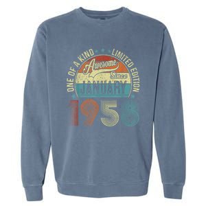 Awesome Since January 1958 Gifts 65 Year Old 65th Birthday Garment-Dyed Sweatshirt