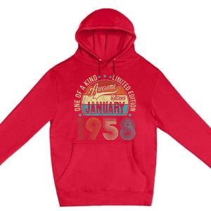 Awesome Since January 1958 Gifts 65 Year Old 65th Birthday Premium Pullover Hoodie