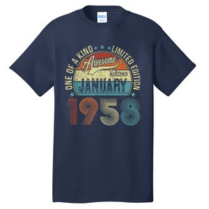 Awesome Since January 1958 Gifts 65 Year Old 65th Birthday Tall T-Shirt