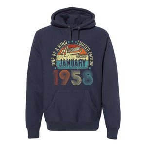 Awesome Since January 1958 Gifts 65 Year Old 65th Birthday Premium Hoodie