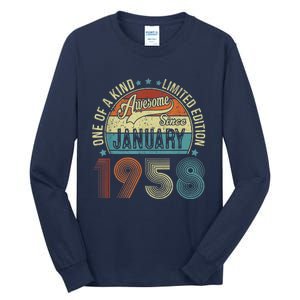 Awesome Since January 1958 Gifts 65 Year Old 65th Birthday Tall Long Sleeve T-Shirt