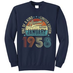 Awesome Since January 1958 Gifts 65 Year Old 65th Birthday Tall Sweatshirt