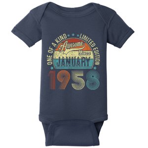 Awesome Since January 1958 Gifts 65 Year Old 65th Birthday Baby Bodysuit