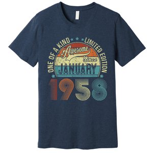 Awesome Since January 1958 Gifts 65 Year Old 65th Birthday Premium T-Shirt