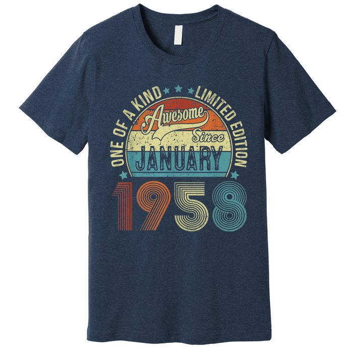 Awesome Since January 1958 Gifts 65 Year Old 65th Birthday Premium T-Shirt