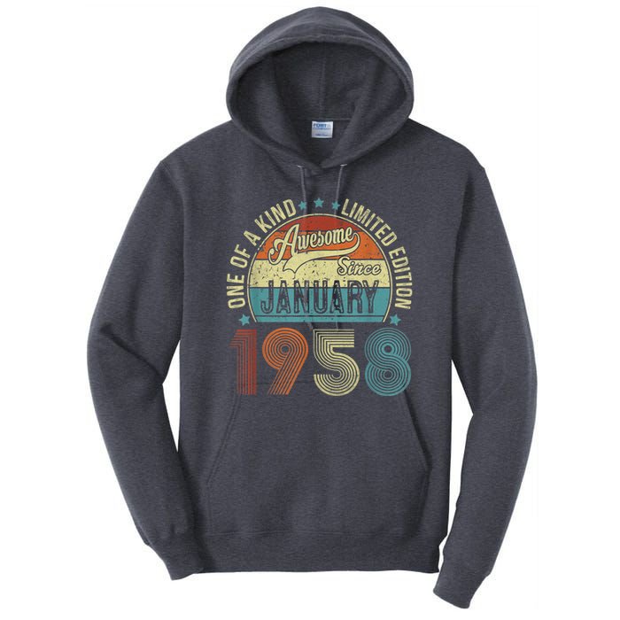 Awesome Since January 1958 Gifts 65 Year Old 65th Birthday Tall Hoodie