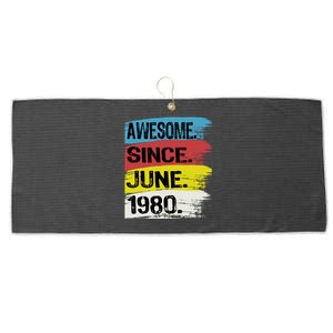 Awesome Since June 1980 Gemini Cancer 43rd Birthday Gift Large Microfiber Waffle Golf Towel